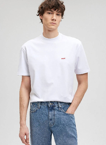 Resim Mavi Baskılı Erkek T-Shirt M0612216-620