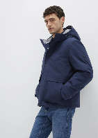 Resim Mavi Kapüşonlu Erkek Mont M0110667-80872