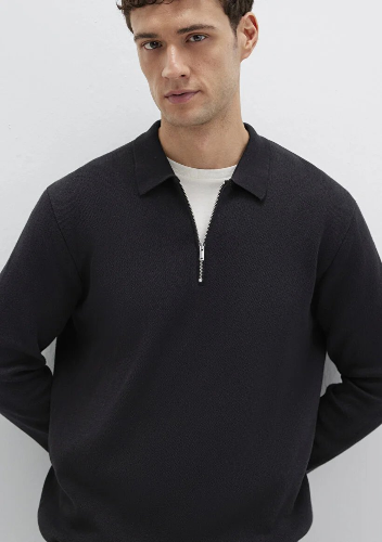 Resim Mavi Half Zip Erkek Kazak M0710337-900