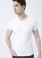 Resim Mavi V Yaka Erkek T-Shirt M063748-620