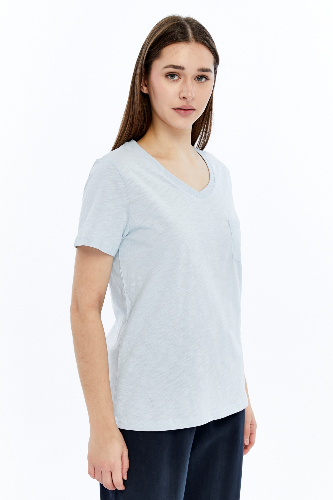 Resim Viole&More 1001 Flamlı Cepli V Yaka Kadın T-shirt