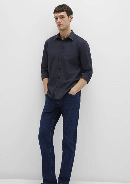 Resim Mavi Uzun Kol Erkek Gömlek M0211673-70489