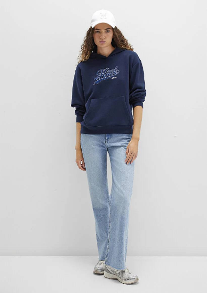 Resim Mavi Kapüşonlu Kadın Sweatshirt M1S10420-82318