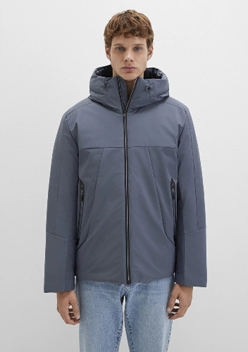 Resim Mavi Kapüşonlu Erkek Mont M0110663-80776