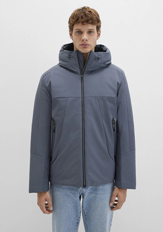 Resim Mavi Kapüşonlu Erkek Mont M0110663-80776