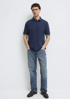 Resim Mavi Polo Yaka Erkek T-shirt M0613152-70490