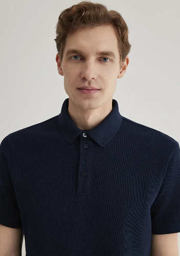 Resim Mavi Polo Yaka Erkek T-shirt M0612521-70490