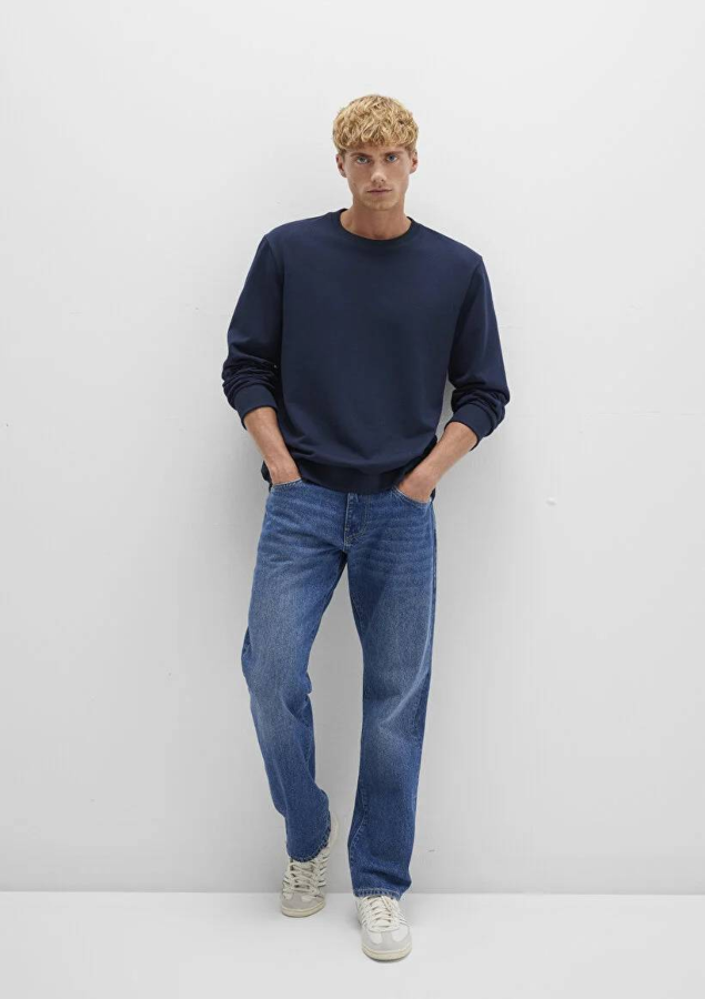 Resim Mavi Bisiklet Yaka Erkek Sweat M0S10421-70490