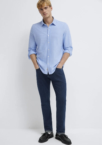 Resim Mavi Erkek Uzun Kol Gömlek M0211858-91409