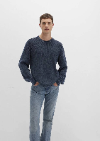 Resim Mavi Bisiklet Yaka Erkek Kazak M070767-34319