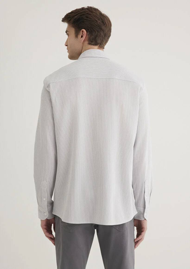 Resim Mavi Çizgili Erkek Uzun Kol Gömlek M0211402-82577