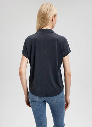 Resim Mavi Kısa Kol Kadın T-Shirt M168081-900