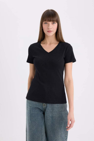Resim Defacto Kadın Kısa Kol T-shirt I1080AZ/BK81