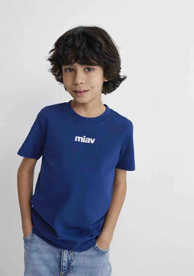 Resim Mavi Miav Baskılı Erkek Çocuk T-Shirt M6633270722