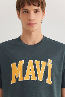 Resim Mavi Logo Tişört Yosun Yeşili Erkek T-Shirt M0611711-71598