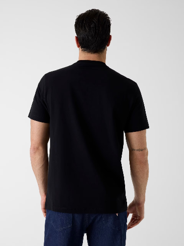 Resim Guess Logo Contrast Stıt Guess  Erkek  T-shirt M6GI16K3032-JBLK Cn Ss