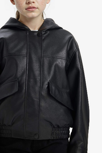 Resim Defacto Kız Çocuk Deri Mont F9111A8/BK27