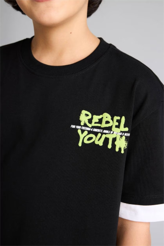 Resim Defacto Erkek Çocuk T-shirt G9726A8/BK81