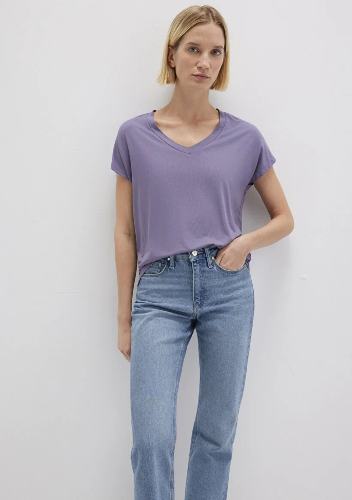 Resim Mavi Basıc V Yaka Kadın T-Shirt M167714-70608