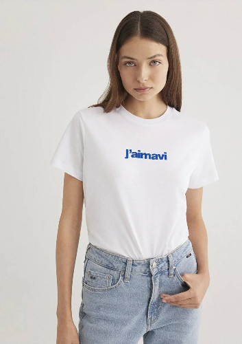 Resim Mavi Bısıklet Yaka Logo Kadın T-Shirt M1612242-620