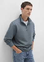 Resim Mavi Yarım Fermuarlı Erkek Sweat M0S10278-80889