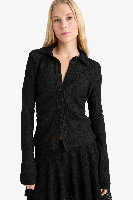 Resim Defacto Kadın Uzun Kol Gömlek F9284AX/BK81