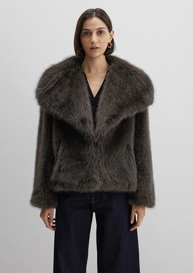 Resim Mavi Kısa Tüylü Kadın Ceket M1110781-71593