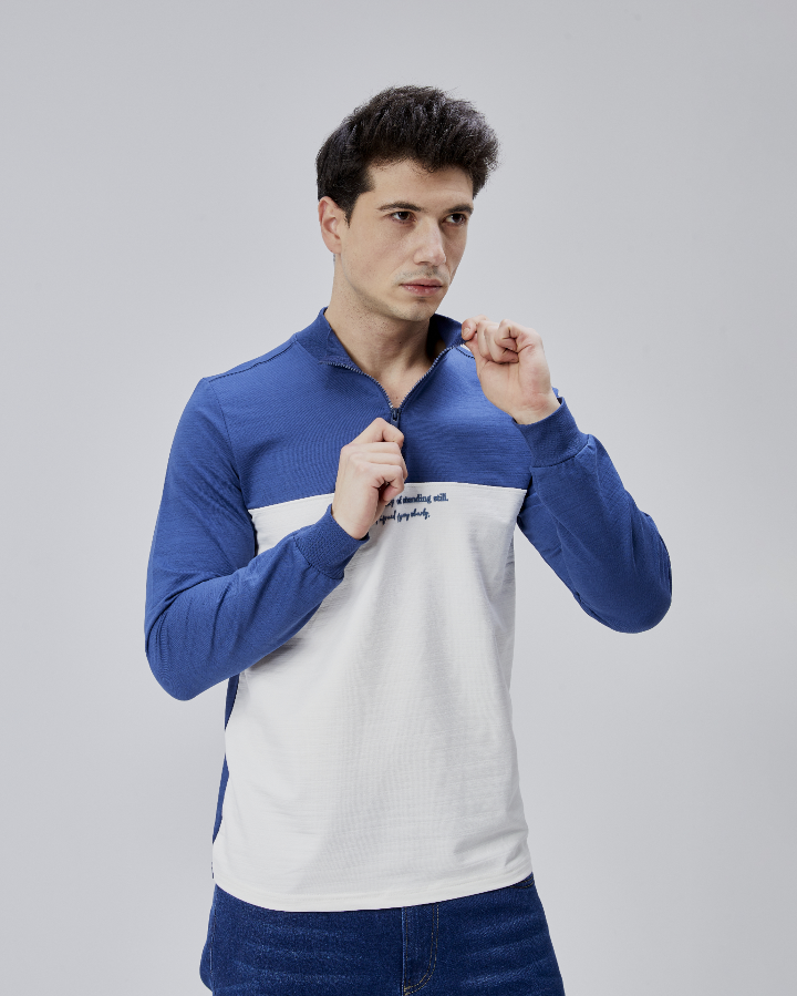 Resim Paul&More Erkek Sweat Be Afraid  Baskı Parçalı Yarım Fermuarlı