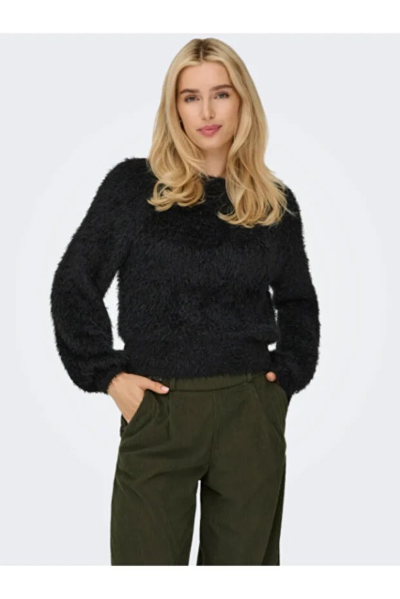 Resim Only Onllulu Ls Rib Short O-Neck Cc Knt Kadın Kazak 15350650