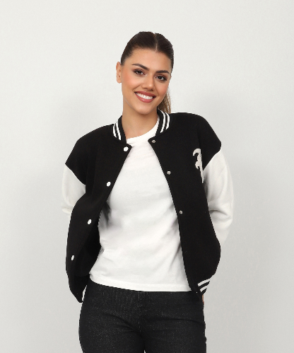 Resim Viole&More Üç İplik Kolej Kadın Mont 5041 Jb Baskılı