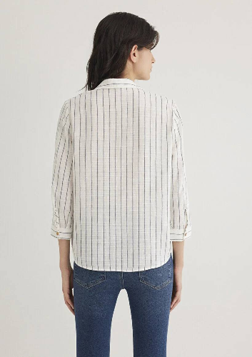 Resim Mavi Düğme Detaylı Kadın Bluz M122400-87977