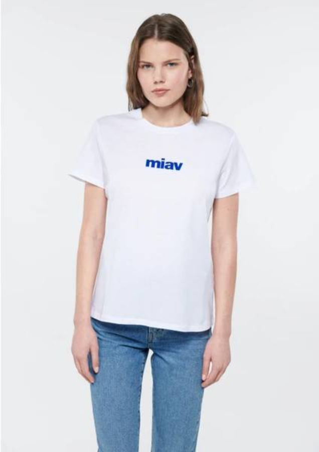 Resim Mavi Bısıklet Yaka Logo Kadın T-Shirt M1612242-620