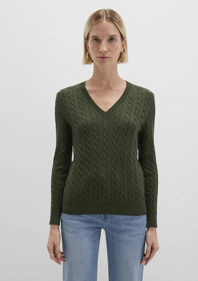 Resim Mavi V Yaka Kadın Kazak M1710340-71551