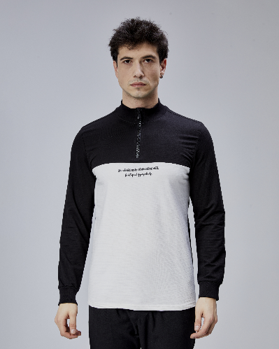 Resim Paul&More Erkek Sweat Be Afraid  Baskı Parçalı Yarım Fermuarlı