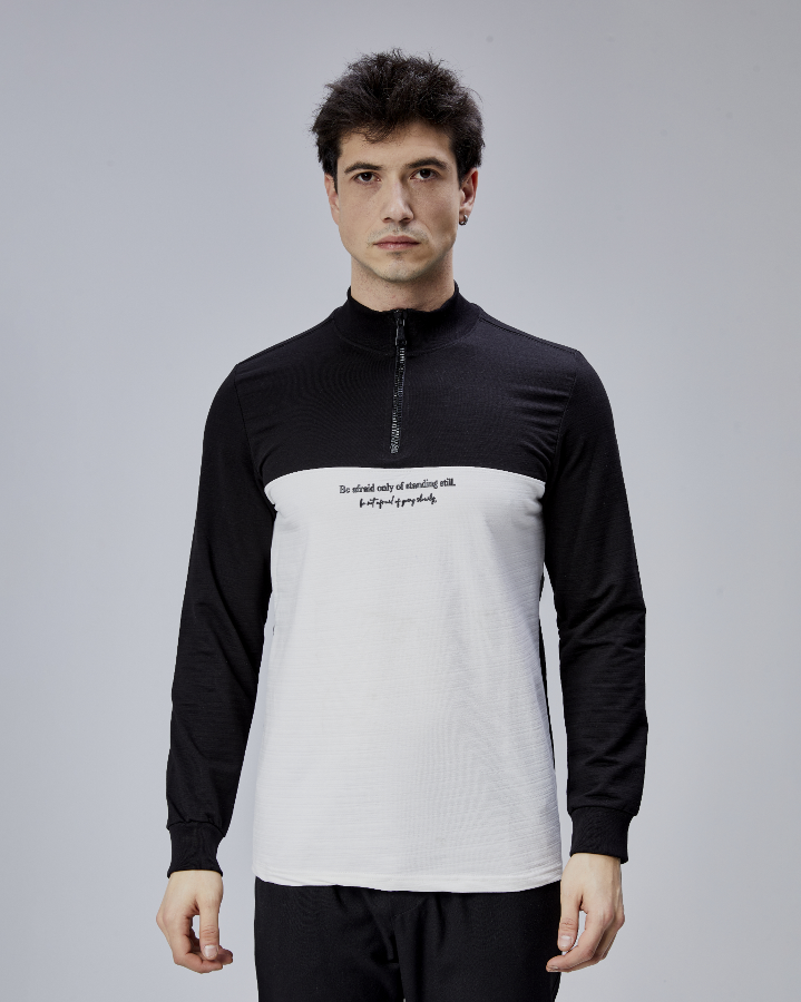 Resim Paul&More Erkek Sweat Be Afraid  Baskı Parçalı Yarım Fermuarlı