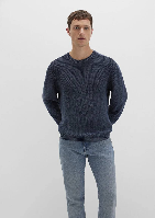 Resim Mavi Bisiklet Yaka Erkek Kazak M070767-34319