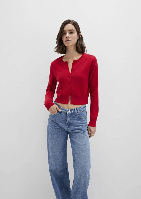 Resim Mavi Düğmeli Kısa Kadın Mont M1710722-82054