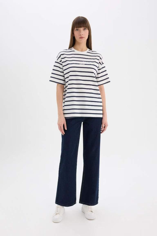 Resim Defacto Kadın Uzun Kol T-shirt E5058AX/NV42