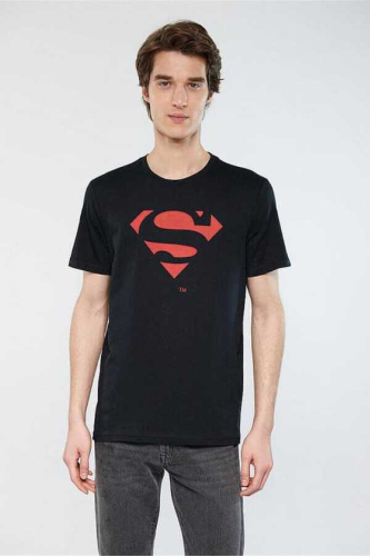 Resim Mavi Superman Baskılı Erkek T-Shirt M066875-900