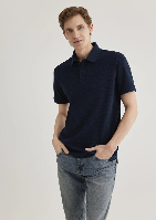 Resim Mavi Polo Yaka Erkek T-shirt M0612521-70490