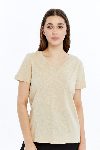 Resim Viole&More 1002 Flamlı  V Yaka Kadın T-shirt