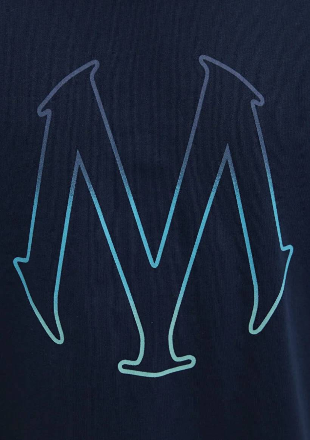 Resim Mavi Baskılı Erkek T-Shirt M0610943-70144