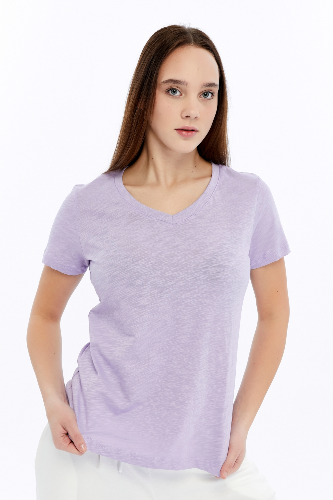 Resim Viole&More 1002 Flamlı  V Yaka Kadın T-shirt