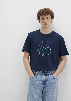 Resim Mavi Baskılı Erkek T-Shirt M0610635-70490