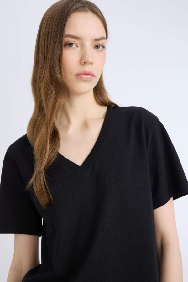 Resim Defacto Kadın Kısa Kol T-shirt D9593AX/BK81