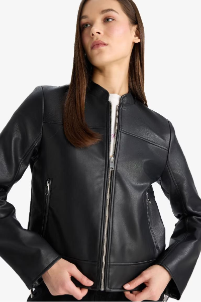 Resim Defacto Kadın Deri Mont E8532AX/BK27