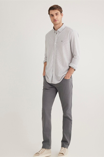 Resim Mavi Çizgili Erkek Uzun Kol Gömlek M0211402-82577