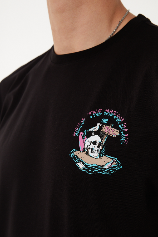 Resim Paul&More T-004 Skull Erkek T-Shirt