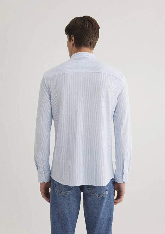 Resim Mavi Çizgili Erkek Uzun Kol Gömlek M0211402-88654