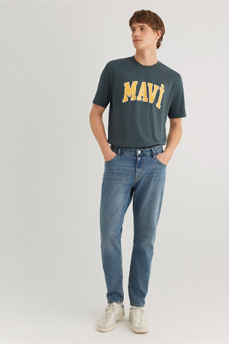 Resim Mavi Logo Tişört Yosun Yeşili Erkek T-Shirt M0611711-71598